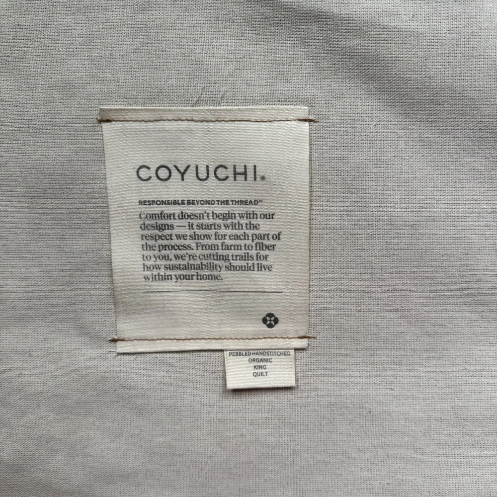 COYUCHI PEBBLED HANDSTICHED ORGANIC COTTON QUILT KING